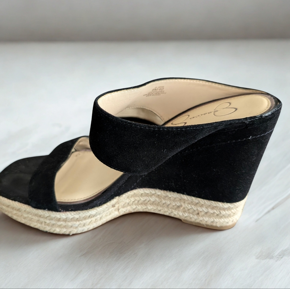 β¨ Jessica Simpson Black Wedge Sandals - Size 9 β¨ - Picture 6 of 10